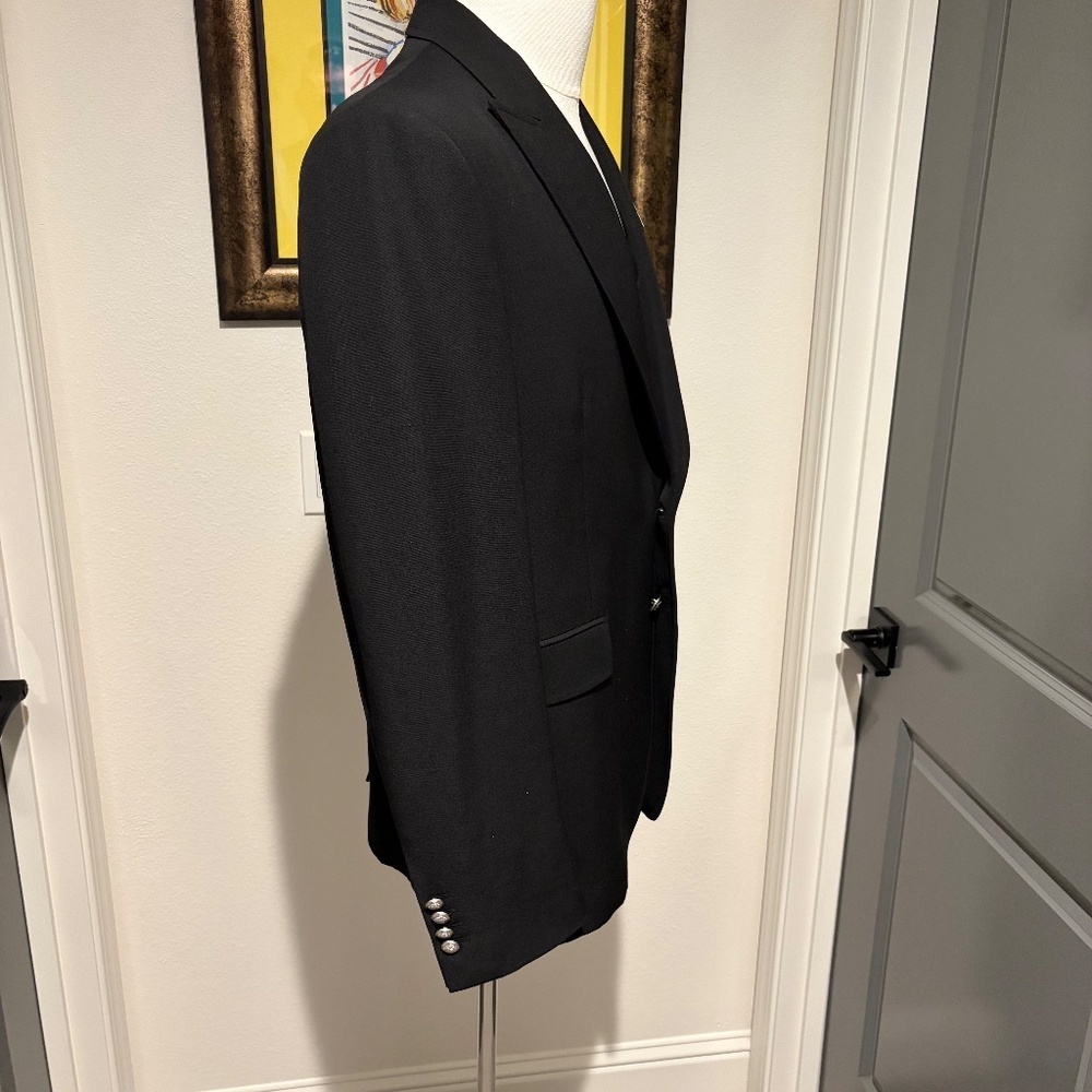 Burberry Men's Black Embroidered Embellished Lapel Blazer Sport Coat 44 - Picture 2 of 5